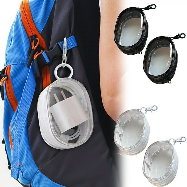 Xihbxyly Bolsa de Almacenamiento de Pvc, Organizador Multiusos, Diseño Transparente, Lazos Elásticos para Cables, Joyas y Artículos Pequeños, Ligera, Ideal para Viajes, Paquete de 2