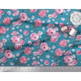 thumbnail image 3 of Soimoi Blue polyester Crepe Fabric Leaves & Ranunculus Floral Decor Fabric Printed Yard 52 Inch Wide, 3 of 3