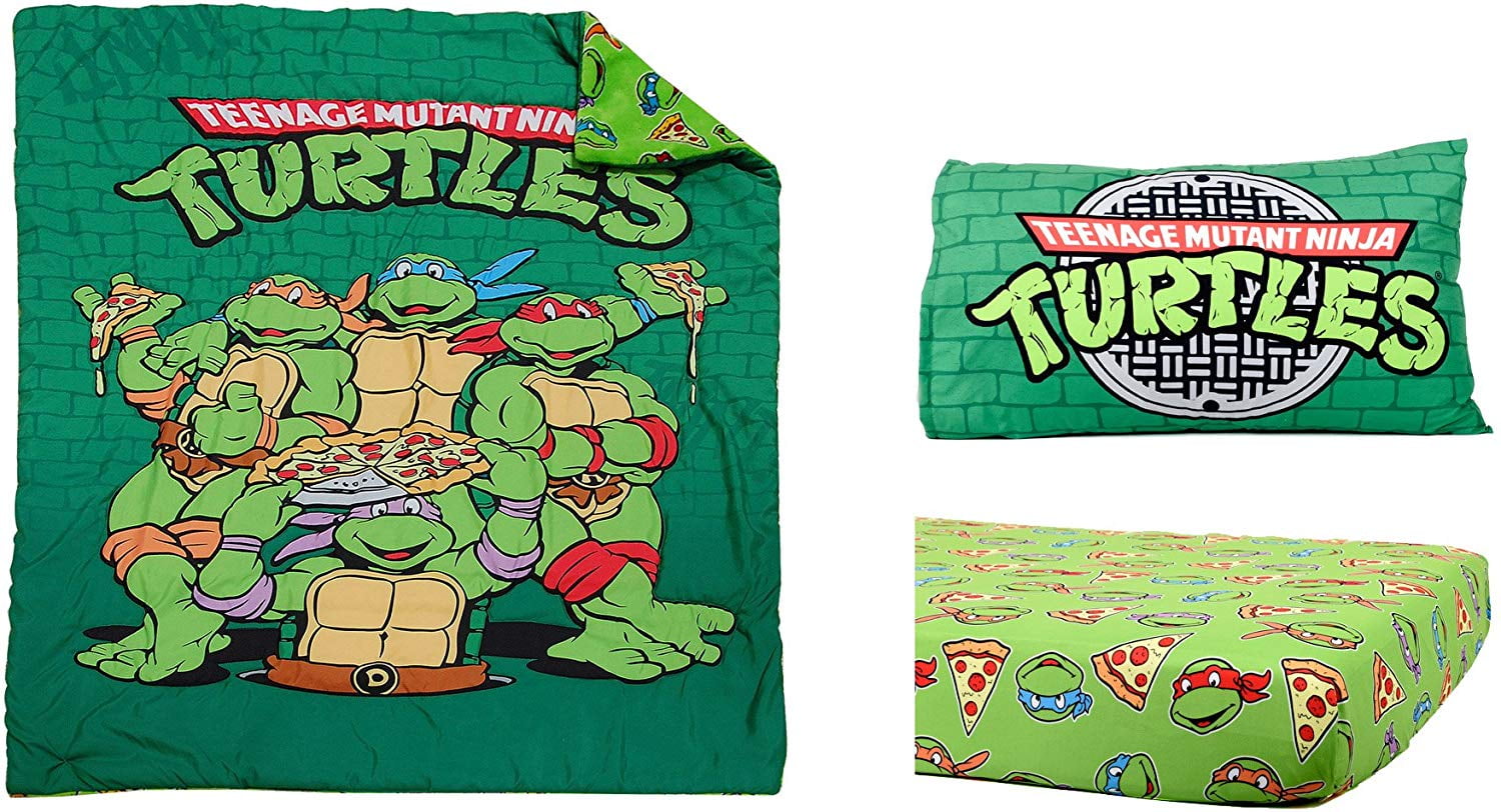 Teenage Mutant Ninja Turtles Brand New Green Toddler Multicolored Microfiber Comforter Reversible Classic Tmnt Designed Standard Size Fitted Sheet 3 Pcs Bedding Set Walmart Canada