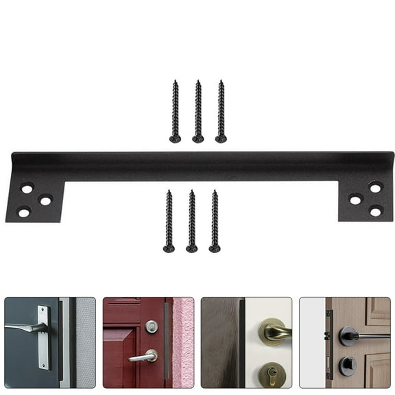 Luxshiny Heavy Duty Black Stainless Steel Door Latch Guard Plate for Enhanced Outswing Door Security and Easy Installation