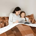 thumbnail image 4 of Manfei Geometric Plaid Twin Bedding Sets 7-Piece,Modern Abstract Geometric Bedding Comforter Set,Brown Grid Sheet Sets For Girrls,Super Cozy Bedroom Decorative,Reversible, 4 of 8