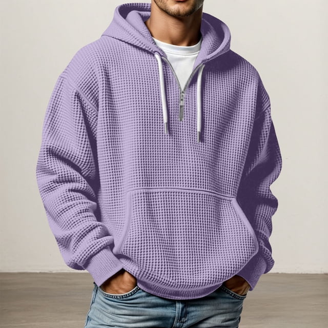 MHFRRA Sudadera con Capucha y Cremallera Texturizada, con Cremallera Completa y Bolsillos Delanteros para Uso Informal y Actividades Al Aire Libre, Chaqueta Deportiva Ligera y Cómoda Púrpura claro
