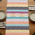 thumbnail image 5 of Table Runners 72 Inches Long Dress Scarves, Bohemia Ethnic Farmhouse Kitchen/Dining Table Runner, Coffee Tablerunners, Boho Tribal Teal Orange Purple Stripes Leaves 13x72 Inch, 5 of 9