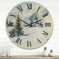 thumbnail image 2 of Designart 'The Winter Mountains With Little House' Traditional Wood Wall Clock, 2 of 5
