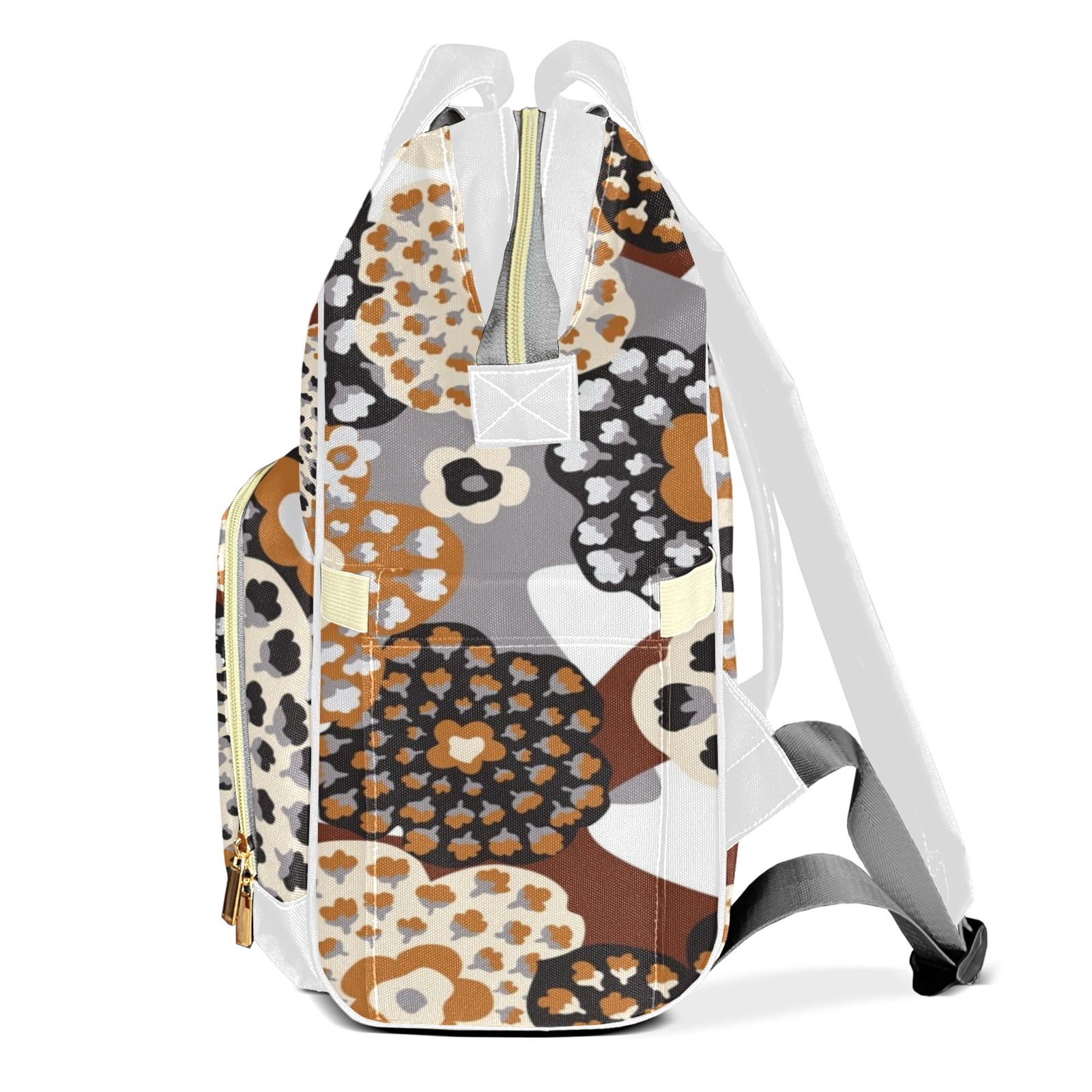 Abstract Flowers Diaper Backpack – Large Capacity, Insulated Baby Bottle Pocket, Multifunctional Mommy Bag for Boys & Girls