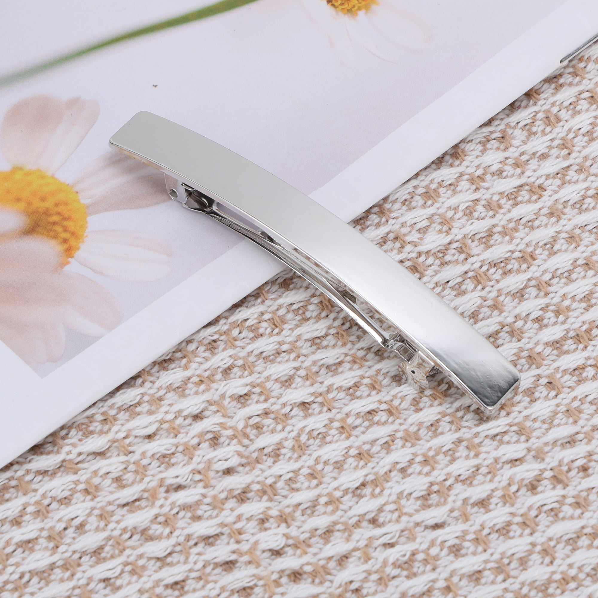 Unique Bargains Grace Polished Square Hair Barrettes Fashionable Hairstyles Silver Tone