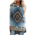 thumbnail image 2 of Puntoco Mujeres Casual Manga Larga Cuello Redondo tops Blusa Suelta Folk-Custom Impreso Camisas Puntoco Puntoco-7439, 2 of 5