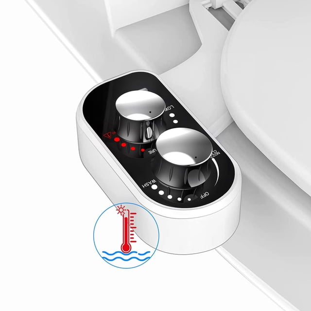 Doolv Upgraded Hot Cold Bidet Attachment - Front & Rear Wash, Adjustable Water Pressure, with Self-Clean, Retractable Single Nozzle, Non-El