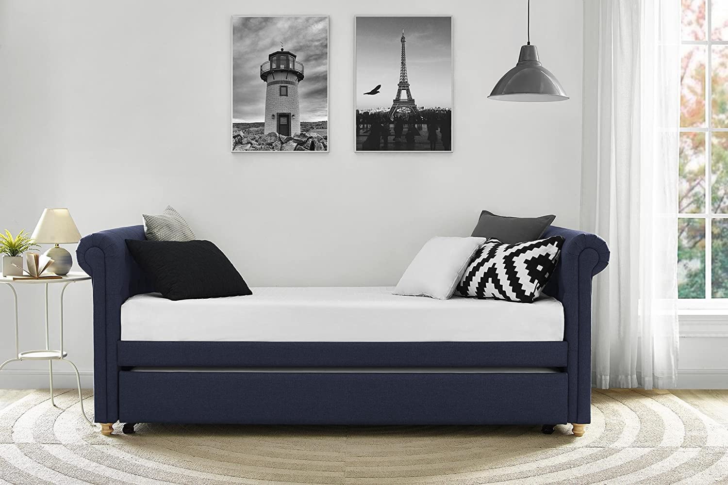 Sophia Upholstered Daybed Trundle, Twin, Navy