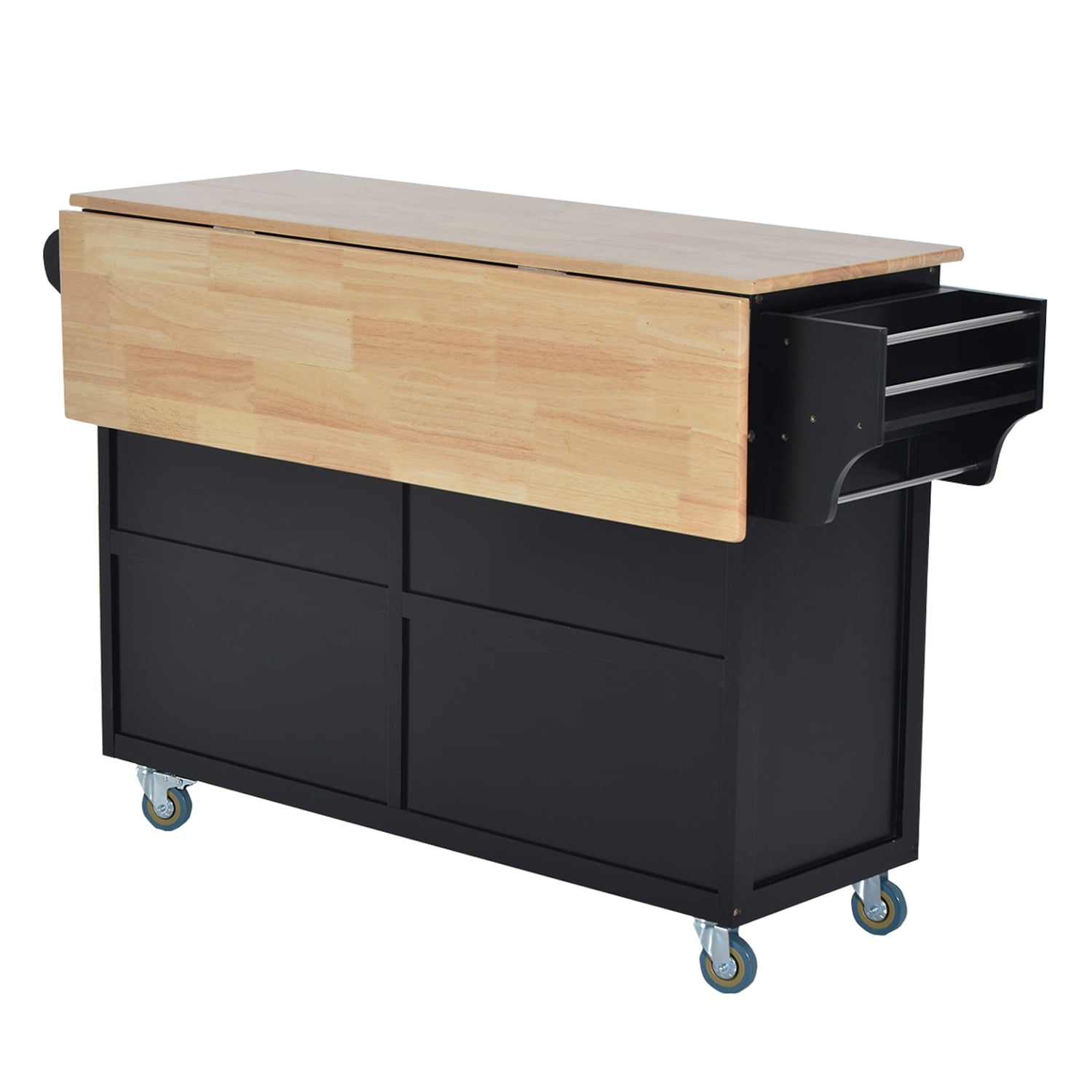 Homcom Wood Top Drop Leaf Rolling Kitchen Island Table Cart On Wheels Walmartcom Walmartcom