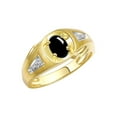 thumbnail image 3 of RYLOS Men's Rings Yellow Gold Plated Silver Rings Classic Designer Style 8X6MM Gemstone & Diamond Ring Cabochon Onyx October Birthstone Rings For Men Size 8, 3 of 7