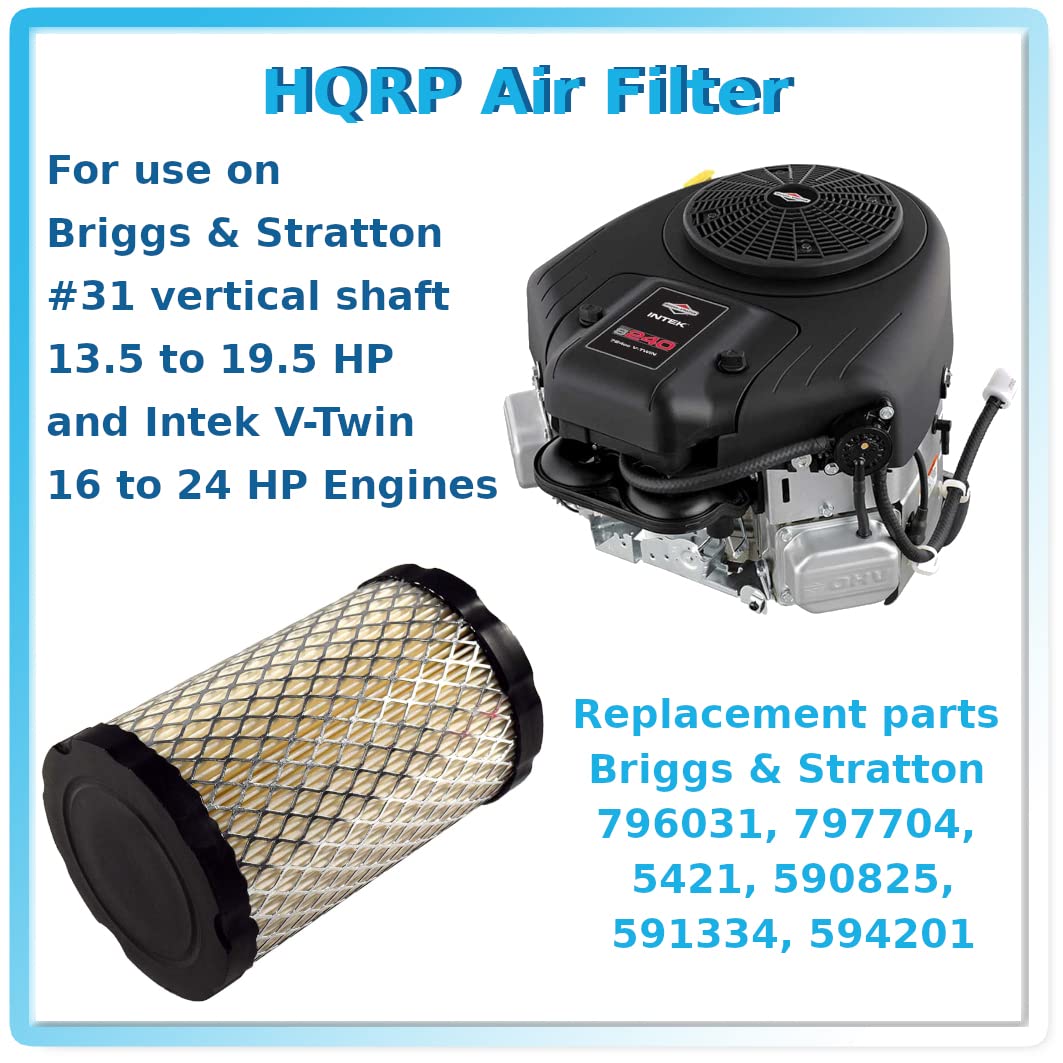 HQRP 2-pack Air Filter Kit compatible with Husqvarna YTA22V46 YTH22V46 YTH24V48 GTH52XLS HU800AWD, Craftsman IT2000 IT1500, Poulan-Pro PB22VA48 Riding Mower Lawn Tractor