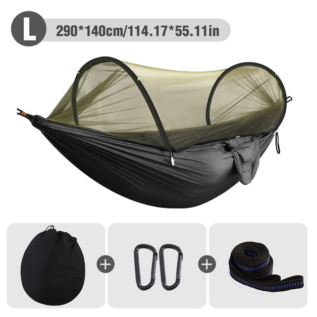Hamaca para acampar al aire libre con mosquitera, hamacas colgantes de apertura rápida automática, columpio colgante de tela para dormir