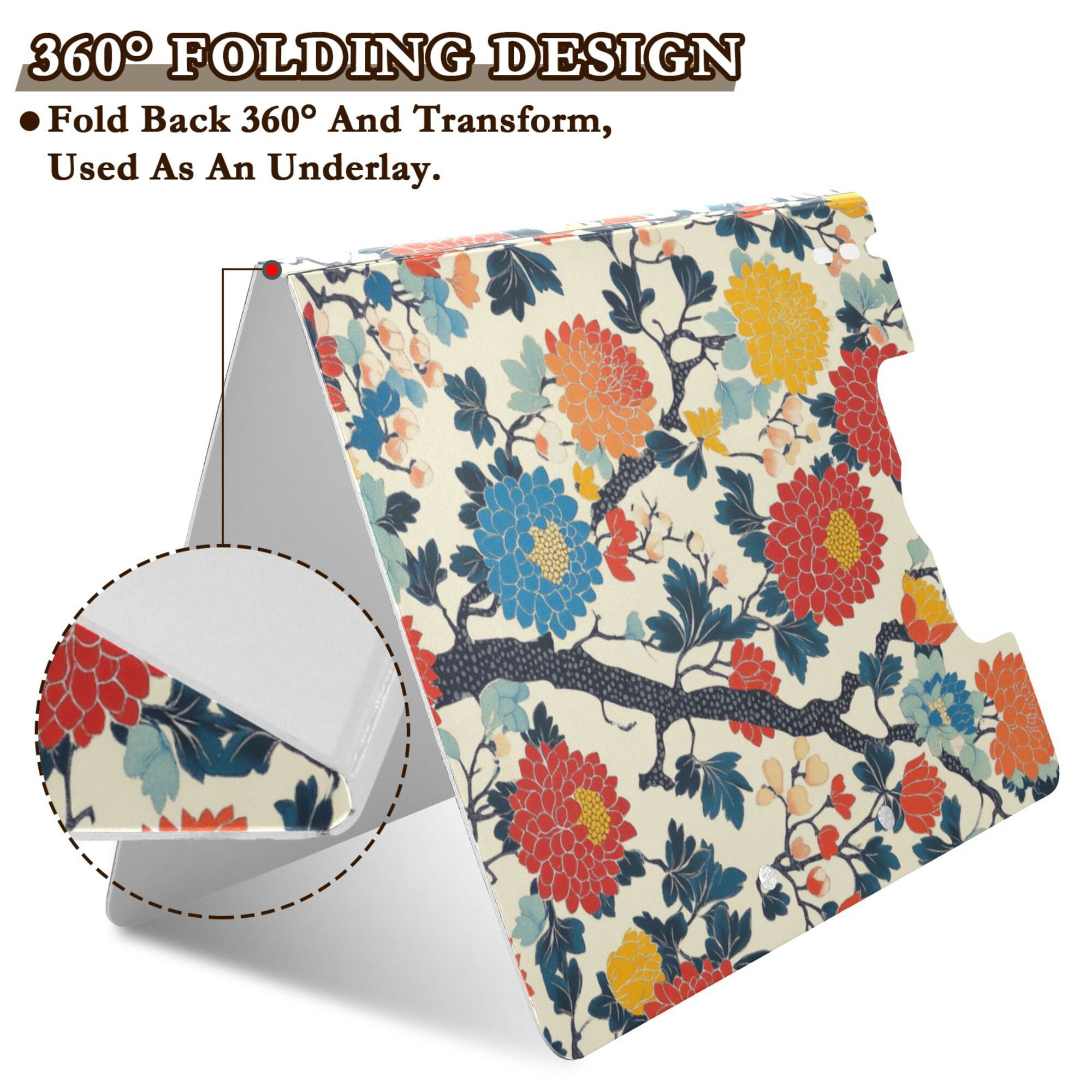 FORMRS A4 Clipboard Folder with Pen Holder Horizontal Foldable School Office Binder, Vibrant Japanese Flowers