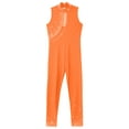 thumbnail image 5 of inlzdz Kids Girls Gymnastics Skating Dance Leotard Rhinestone Full Body Ballet Performance Jumpsuit Orange 16, 5 of 7