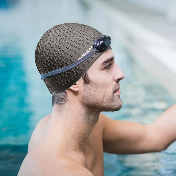 Peggybuy Waterproof Swimming Cap for Women Men Ear Protection Swimming Pool  Hat Plus Size