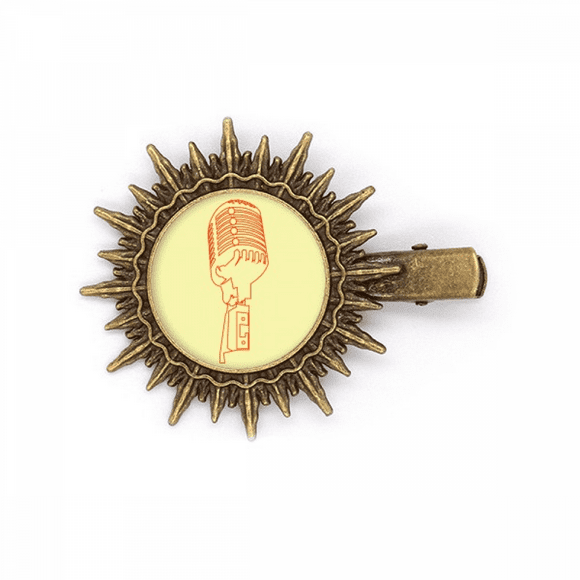 stick figure microph hairpin sun headwear retro metal clips pin