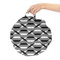 thumbnail image 2 of Modern Round Floor Cushion with Handle, Horizontal Arrangement of Intersecting Streaks Geometrical Details, Decorative Pillow for Living Room & Dorms, 18" Round, Dimgray Charcoal Grey, by Ambesonne, 2 of 4