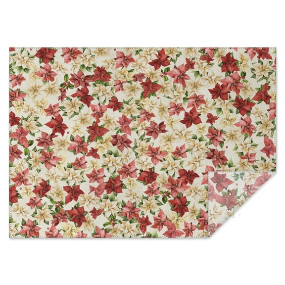 Christmas Flower Table Cloth,Wrinkle Resistant Table Cover with Polyester,Waterproof Reusable Tableclothes for Easter Birthday Picnic Wedding (Rectangle,60x84inch)