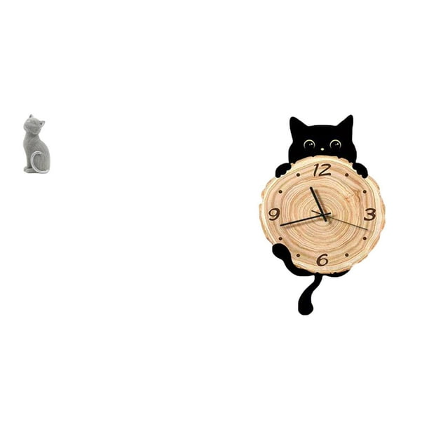 Figura de escritorio,Estatua de gato,linda estantería,escritorio,decoración del hogar,Reloj de pared,Reloj de pared decorativo para baño y dormitorio.,Reloj de pared de gato silencioso y sin