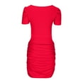 thumbnail image 4 of Bigersell Women's Wear To Work Dresses Fashion Women Summer Short Sleeve Party Bandage Solid Color Mini Dress Female Dresses Women Sweater Dresses, Style 21699, Red XL, 4 of 8