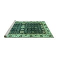 thumbnail image 2 of Ahgly Company Machine Washable Indoor Round Geometric Turquoise Blue Traditional Area Rugs, 5' Round, 2 of 4