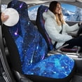 thumbnail image 2 of Uorisanigo Car Seat Covers Universal Fit for Most Vehicles, 2 Pcs High Back Front Seat Covers Anti-Slip Soft Flurry Blue Starry Print Bucket Seats Cushion, Car Accessories, 2 of 7
