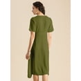 thumbnail image 3 of Moomaya Womens Front Slit Dress, V Neck Short Sleeves Summer Midi Dress, 3 of 7