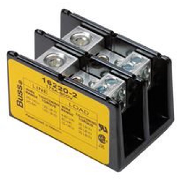BUSSMANN BY EATON 162202 Panel Mount Barrier Terminal Block, 2 Pole