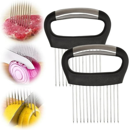 

Reduced! iZZZHH Onion Holder for Slicing Stainless Steel Onion Cutter Lemon Slicer Vegetable Cutter Kitchen Chopper Slicing Assistant Tool for Onion Potato and Tomato Lemon (2 PCS)