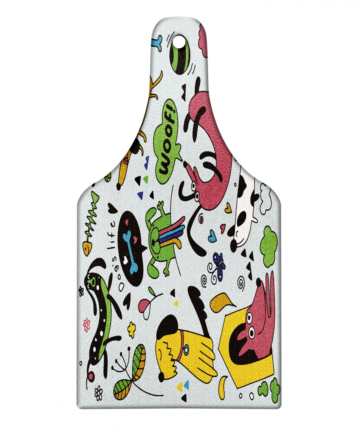 Doodle Cutting Board, Continuous Dog Lover Pattern with Colorful Funny