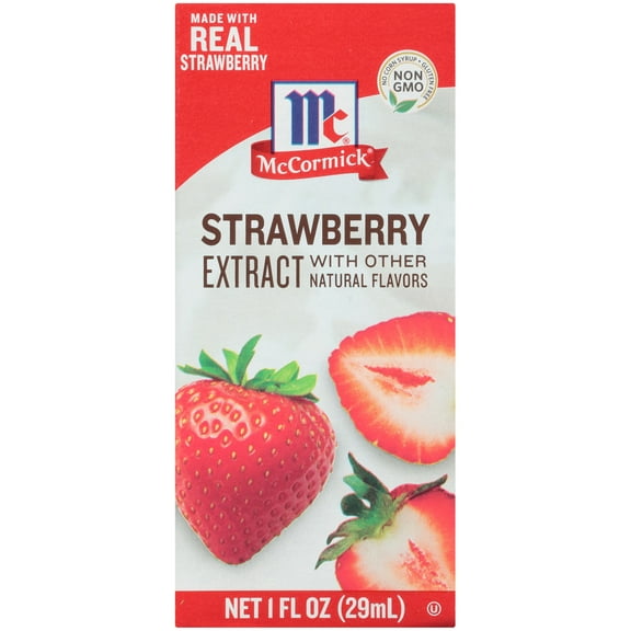 McCormick Non-GMO Gluten Free Strawberry Extract With Other Natural Flavors, 1.0 fl oz Box