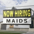 thumbnail image 2 of Now Hiring Maids 13 oz Heavy Duty Vinyl Banner House Cleaner Jobs Available Housekeeper Help Wanted Sign for Business Advertising Indoor/Outdoor Single-Sided w/ Metal Grommets (1.5x5 ft, Bk & Wh & Ye), 2 of 6