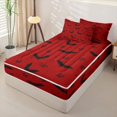 thumbnail image 2 of Homewish Simple Halloween Bat Zipper Twin Comforter Sets with Fitted Sheet and 2 Pillowcases,Tiny Bow Print Zipper Bedding Set,Red Black,Black Reversible,4 Pieces, 2 of 7