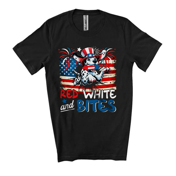 Red White And Bites; Adorable 4th Of July American Flag Dalmatian Owner Lover; Patriotic Unisex T-Shirt