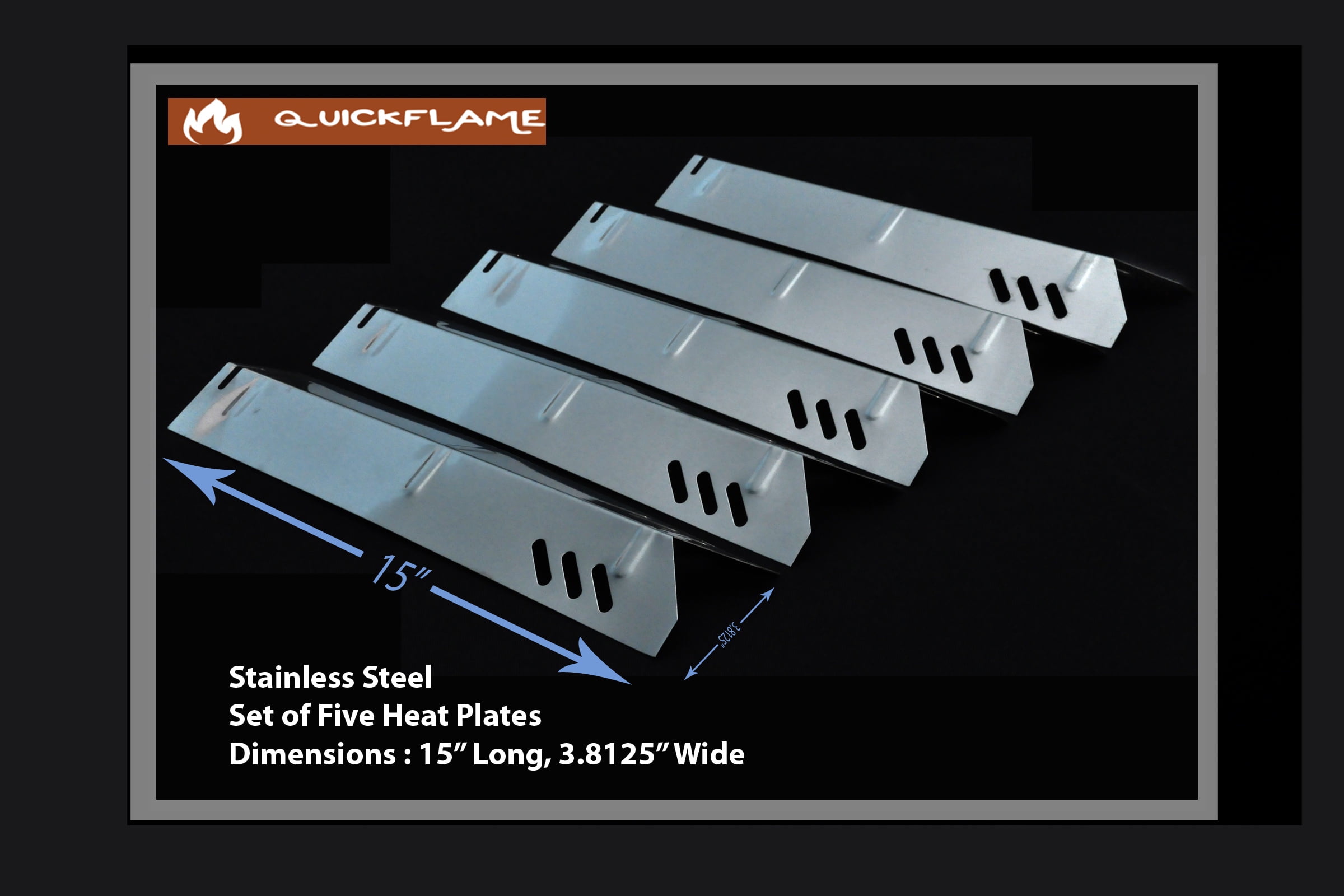 Set of Five Replacement Stainless Steel Heat Plates for Gas Grill Models from Backyard Grill