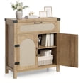 thumbnail image 1 of BeesClover 29.9'' Small Rattan Buffet Cabinet with Storage, Kitchen Coffee Bar Sideboard with Drawer and Doors, Boho Farmhouse Cabinet with Adjustable Shelves and Handle for Living Room, 1 of 6