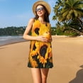 thumbnail image 3 of Fotbe Flower Bush Sunflower Vestido de Verano sin Mangas para Mujer – Vestido Midi Línea A, Estilo Camiseta Floral, Vestido Playero Casual y Fluido, 3 of 7