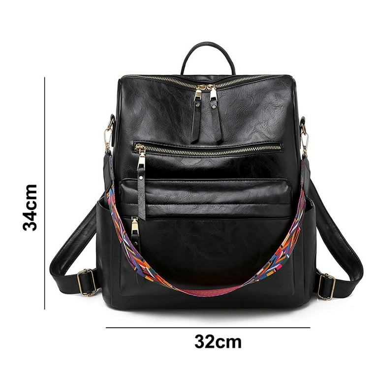 Women Backpack Purse Fashion Travel Bag Multipurpose Designer Handbag  Ladies Satchel PU Leather Shoulder Bags,black