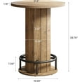 thumbnail image 4 of Finmind 39.4" Round Bar Table, Wood Bistro Pub Table with Metal Ring Footrest for Dining, Coffee & Small Spaces, Light Brown (Table Only), 4 of 6