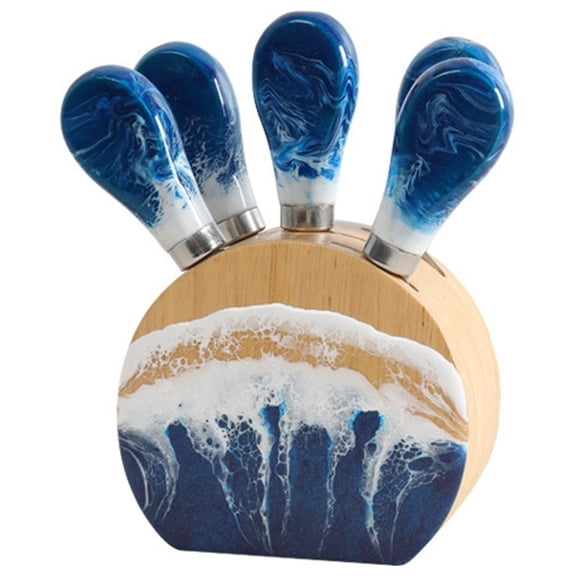 Resin Cheese Knife Set, Kitchen Oak Handle Cheese Cream Pizza Knife Set, Home Baking