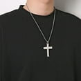 thumbnail image 3 of HZMAN Men's Stainless Steel Jesus Christ Crucifix Cross Lord's Prayer Pendant Necklace (Silver), 3 of 8