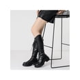 thumbnail image 7 of BLISSFUL STEP LPlatform Lace Up Block Heel Knee High Combat Boots for Women Black (Size 6), 7 of 7