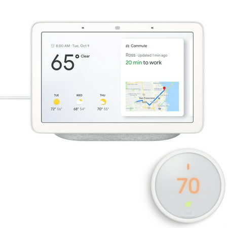 Google Home Hub with Google Assistant (GA00516-US) - Chalk (6290313) with Nest T4000ES Learning Thermostat E