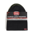 thumbnail image 3 of Wrangler Workwear Men's Fleece Lined Beanie Comfort Stretch Winter Hat, Black/Dark Military Green, 2-Pack, 3 of 5