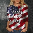 thumbnail image 2 of Womens 4th of July Outfit Red White and Blue Shirts Round Neck 3/4 Sleeve Tops American Flag Print Shirts Patriotic Blouses, 2 of 6