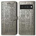 thumbnail image 2 of Feishell for Google Pixel 6A Cartoon Cute Wallet Case, Cat Dog Style Flip with ID Card Holder Premium PU Leather Cases with Wrist Strap, Magnetic Closure Folio Kickstand Phone Cover, Gray, 2 of 11
