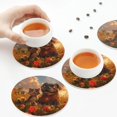 thumbnail image 3 of KLL Drink Coasters Set Round Shape of 4,PU Leather Absorbent Coasters Set Decorative Coffee Cup Coasters Housewarming Gift for Home Decor-Cat Dog Friendship, 3 of 5