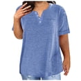 thumbnail image 3 of Baqcunre Oversized Tshirts Shirts For Women Women'S Tops V Neck Button Fashion Solid Color Short Sleeved Pocket Loose T Shirt Women'S Tops T Shirts For Women Blue 2 L, 3 of 7