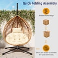 thumbnail image 6 of Jopath Hanging Egg Chair with Stand, Sturdy Hammock Chair with Rattan Weaving, Swing chairs with Soft Removable Cushion for Balcony Bedroom Garden Brown+Yellow, 6 of 9